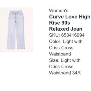 Abercrombie & Fitch Curve Love High Rise 90s Relaxed Jean